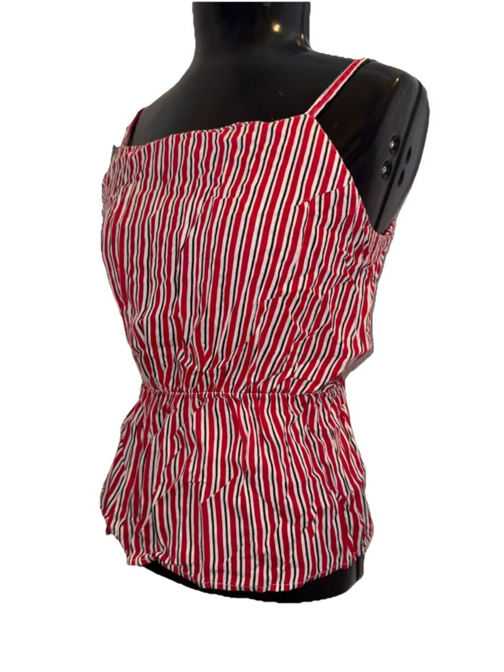 Marie Claire Camisole Blouse Women's SMALL Striped French Red White Blue Paris